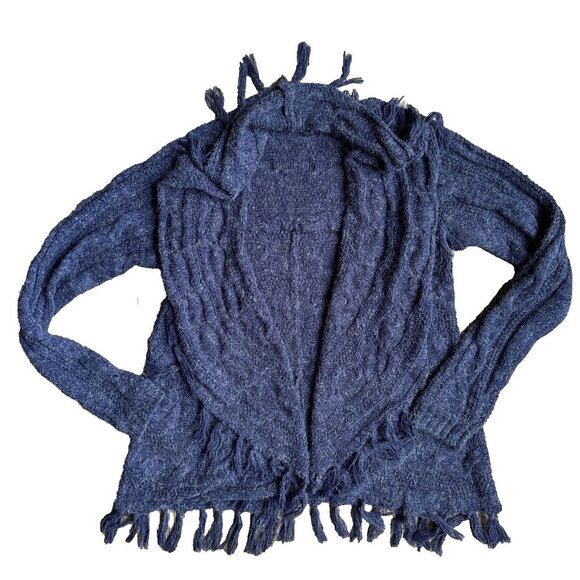 2/$18 SALE Handmade Cardigan Sweater Women M Open Front Blue Western Cottagecore - Picture 1 of 8
